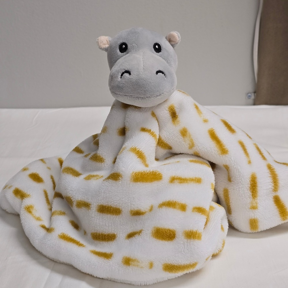 Lila & Jack‎ Hippo Lovey Security Blanket White Yellow Dash Plush Snuggle